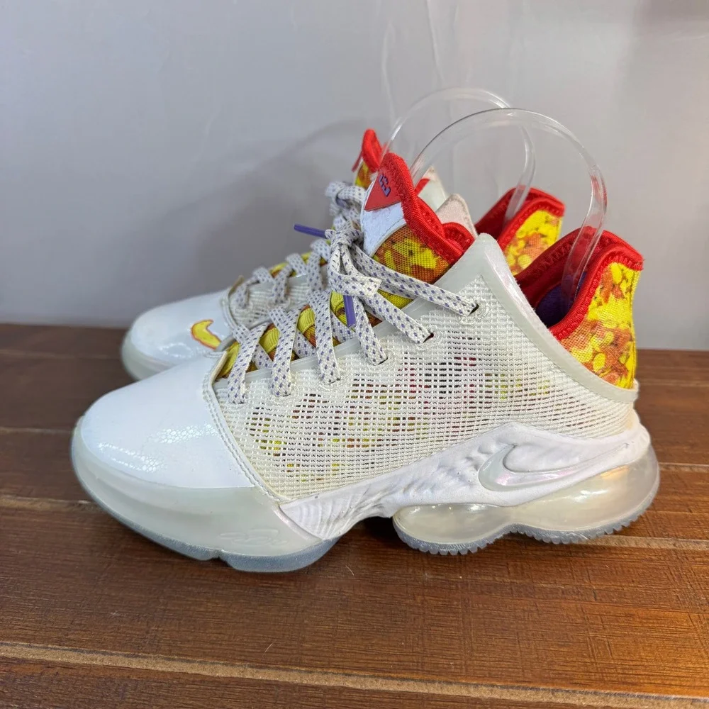 Nike LeBron 19 Low Magic Fruity Pebbles Basketball Shoes Youth 4 DQ8344 White‎